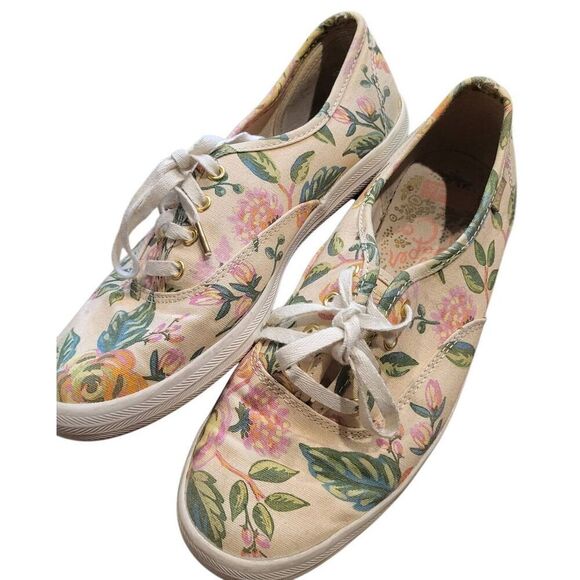 Keds X Rifle Paper Co Sneakers Women's 6.5 Pink Jardin De Paris Floral Garden - Picture 1 of 5